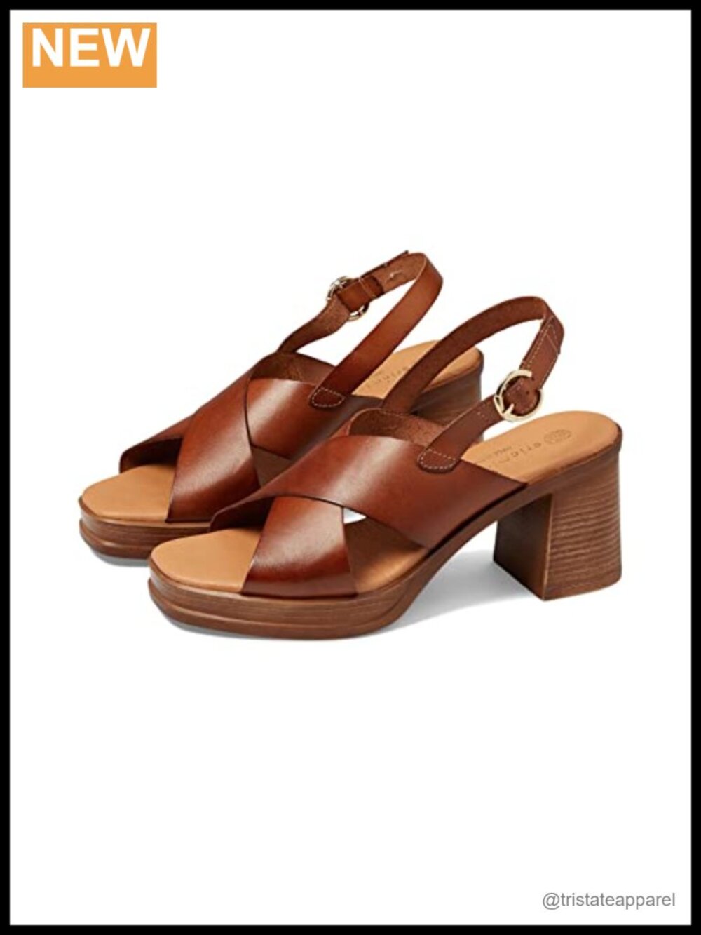 Platform Slingback Sandal Closed Toe Block Heel Leather